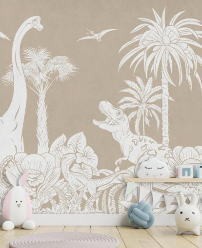 brown dinosaur wallpaper mural 