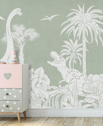 Green dinosaur wallpaper wall mural for kids bedroom Green dinosaur wallpaper wall mural for kids bedroom