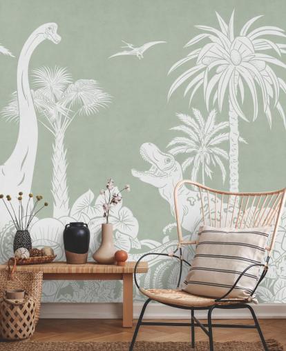 mural de pared de dinosaurio verde para dormitorio infantil mural de pared de dinosaurio verde para dormitorio infantil