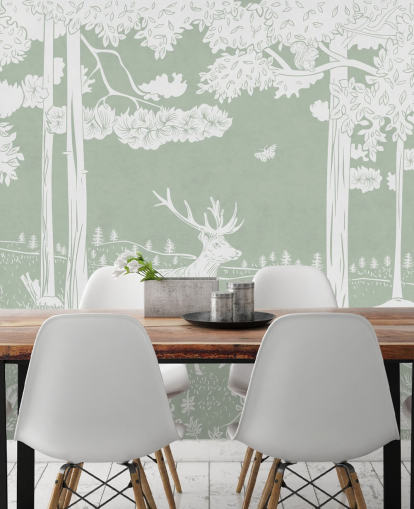 green kids forest wallpaper mural called Monochrome Forest - Green by Kikki Belle for bedrooms and nurseries green kids forest wallpaper mural called Monochrome Forest - Green by Kikki Belle for bedrooms and nurseries