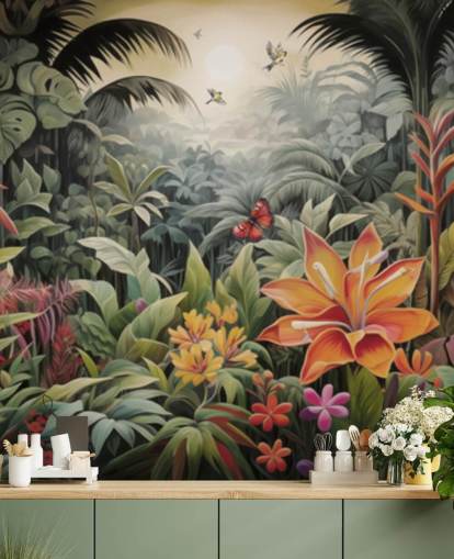 Papier peint mural coloré de la jungle