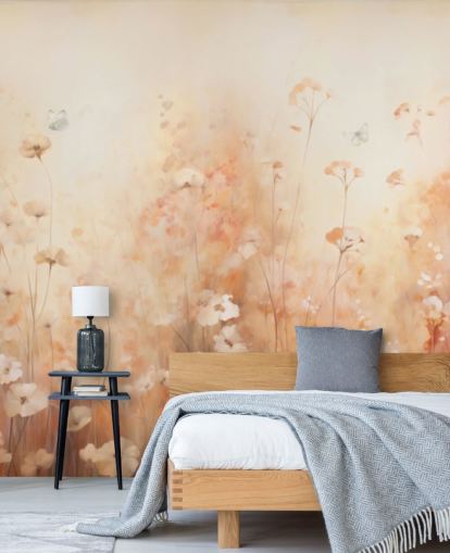 Fotobehang Vlinders in wilde bloemen