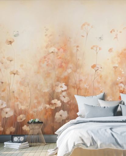 Butterflies in Wild Flowers Wall Mural