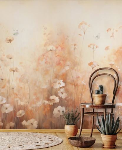 Butterflies in Wild Flowers Wall Mural Butterflies in Wild Flowers Wall Mural