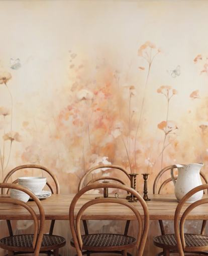 Mural de parede de borboletas em flores silvestres