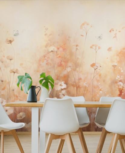 Papier peint Papillons dans des fleurs sauvages