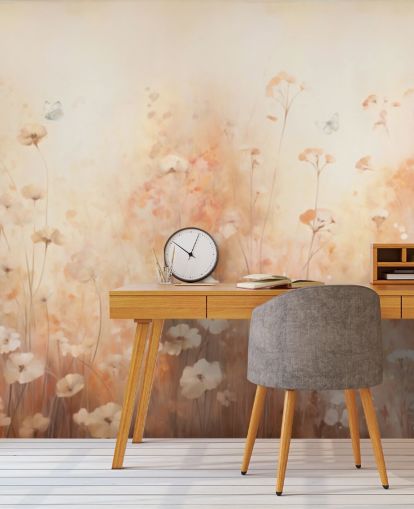 Butterflies in Wild Flowers Wall Mural