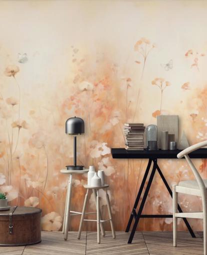 Butterflies in Wild Flowers Wall Mural Butterflies in Wild Flowers Wall Mural