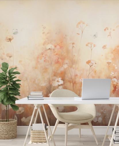 Butterflies in Wild Flowers Wall Mural Butterflies in Wild Flowers Wall Mural