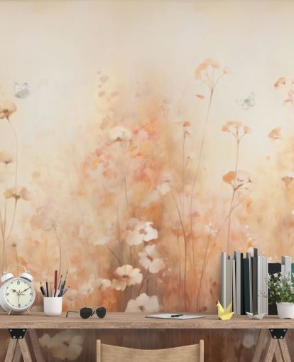 Butterflies in Wild Flowers Wall Mural