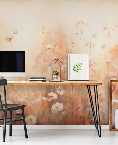 Butterflies in Wild Flowers Wall Mural