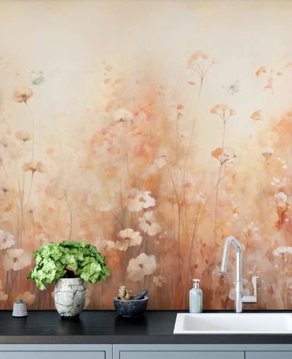 Butterflies in Wild Flowers Wall Mural