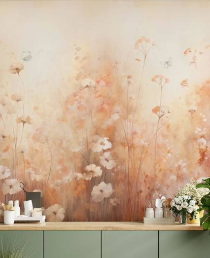 Mural de parede de borboletas em flores silvestres