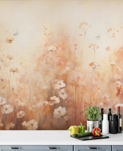 Butterflies in Wild Flowers Wall Mural