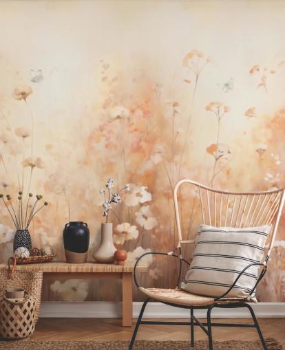 Wandbild „Schmetterlinge in wilden Blumen“