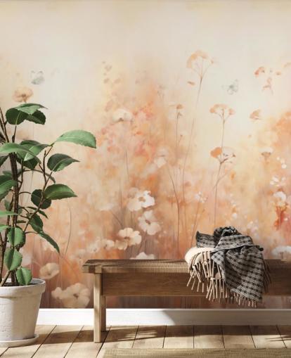 Butterflies in Wild Flowers Wall Mural