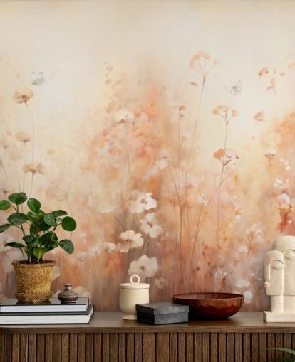 Mural de parede de borboletas em flores silvestres