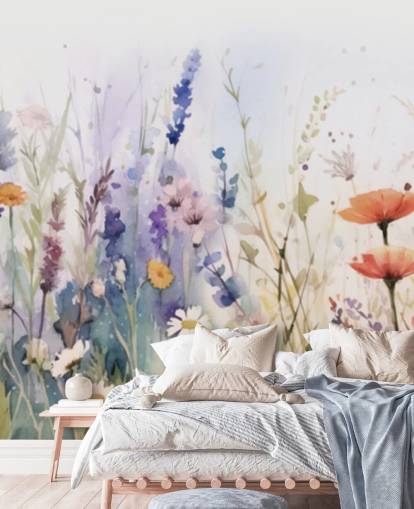 colorful blossoming flower wall mural