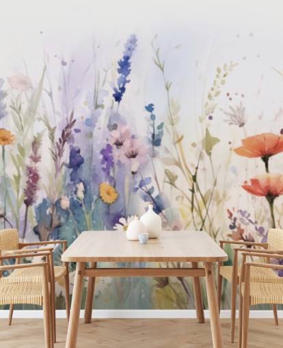 farverigt blomstrende blomstervægmaleri