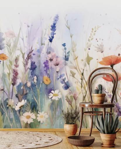 colourful blossoming flower wall mural