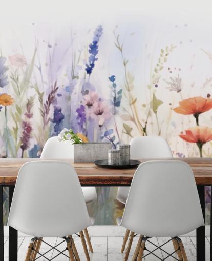 Fotobehang kleurrijke bloeiende bloemen Fotobehang kleurrijke bloeiende bloemen