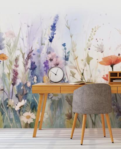 colorful blossoming flower wall mural
