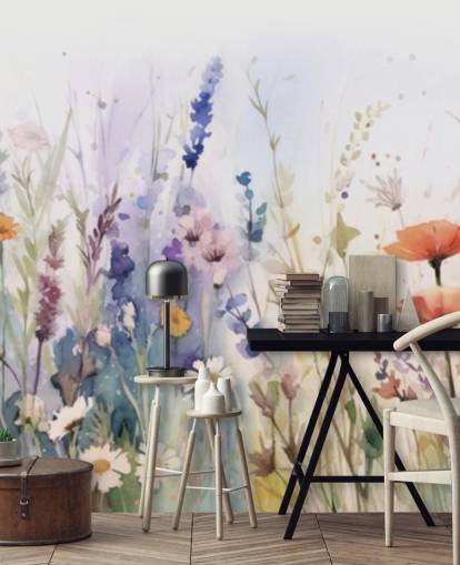 colorful blossoming flower wall mural