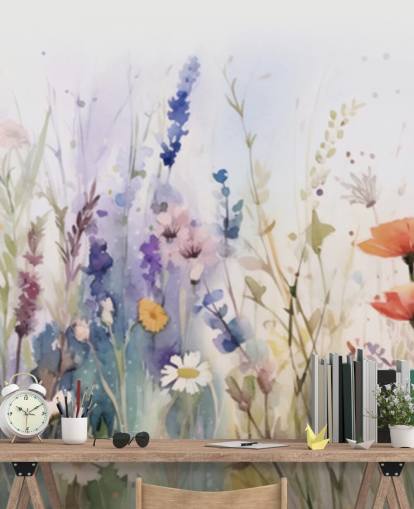 colorful blossoming flower wall mural