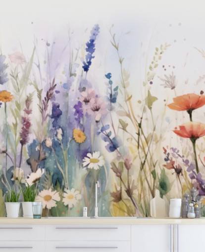 fresque murale de fleurs fleuries colorées