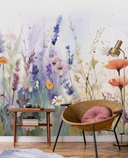 colourful blossoming flower wall mural