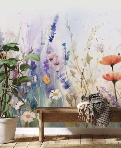 Fotobehang kleurrijke bloeiende bloemen