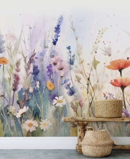 colorful blossoming flower wall mural