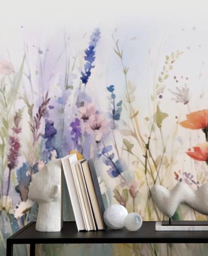 colorful blossoming flower wall mural
