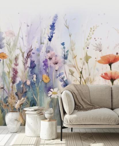 fresque murale de fleurs fleuries colorées