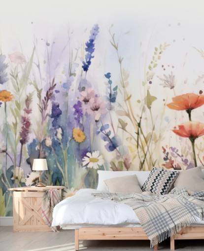 colourful blossoming flower wall mural