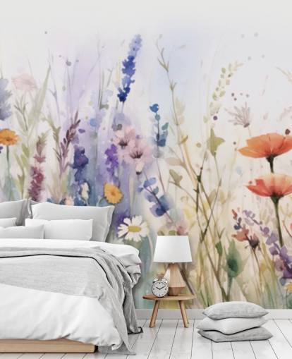 mural de pared de flores florecientes de colores mural de pared de flores florecientes de colores