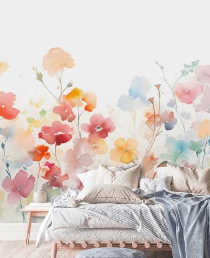 kleurrijke muurschildering met bloemenbehang