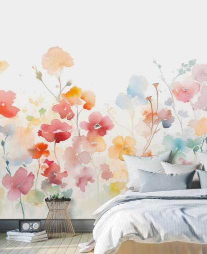 färgglada blommiga tapeter väggmålning