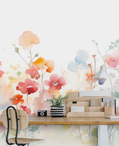 colourful floral wallpaper wall mural