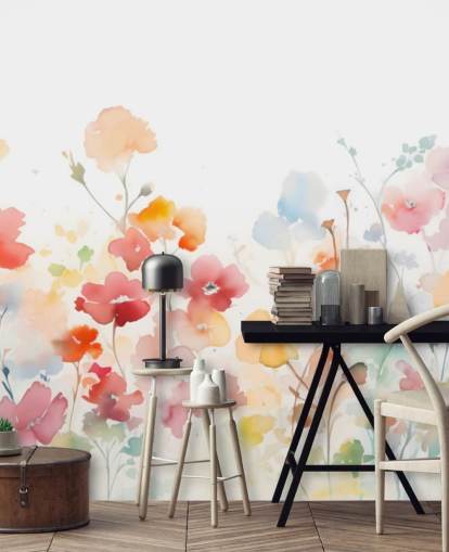 mural de parede de papel de parede floral colorido mural de parede de papel de parede floral colorido