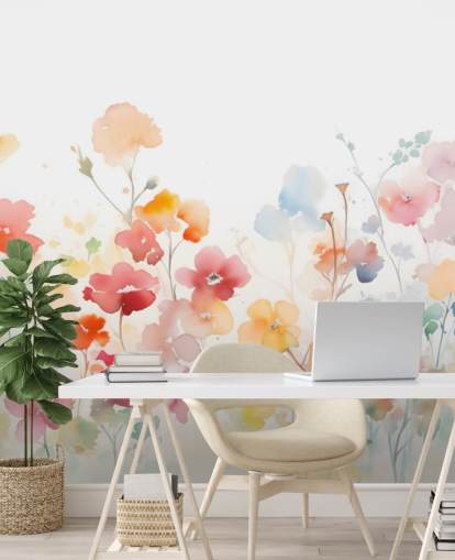 kleurrijke muurschildering met bloemenbehang