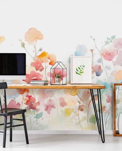 Buntes Wandbild mit Blumentapete
