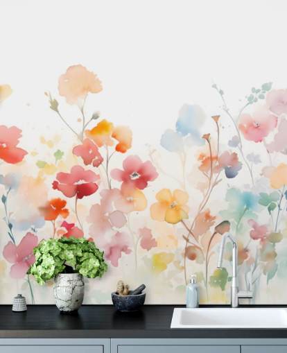mural de parede de papel de parede floral colorido mural de parede de papel de parede floral colorido