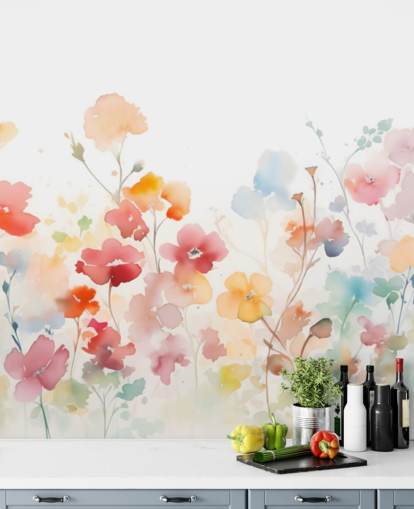 mural de pared de papel pintado floral colorido mural de pared de papel pintado floral colorido