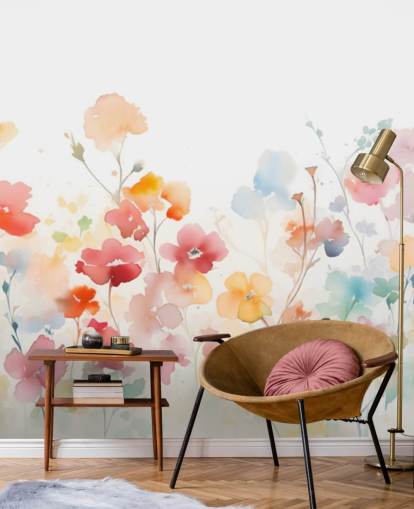 colourful floral wallpaper wall mural