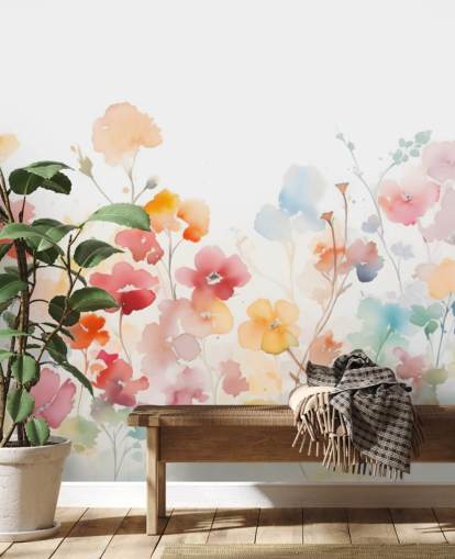 papier peint mural floral coloré