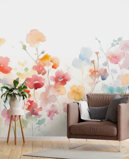Buntes Wandbild mit Blumentapete
