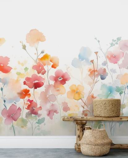 colourful floral wallpaper wall mural