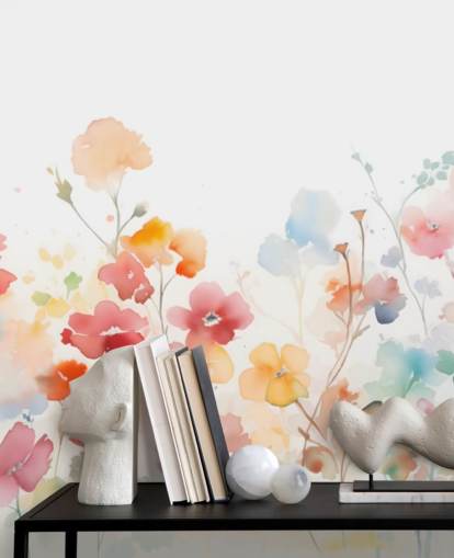 colourful floral wallpaper wall mural