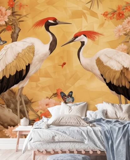 Kraniche tanzen im japanischen Wald Kraniche tanzen im japanischen Wald